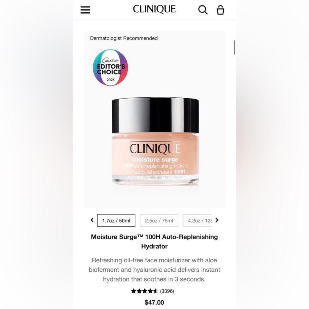 Clinique Moisture Surge Hydrator in Peach 50ML